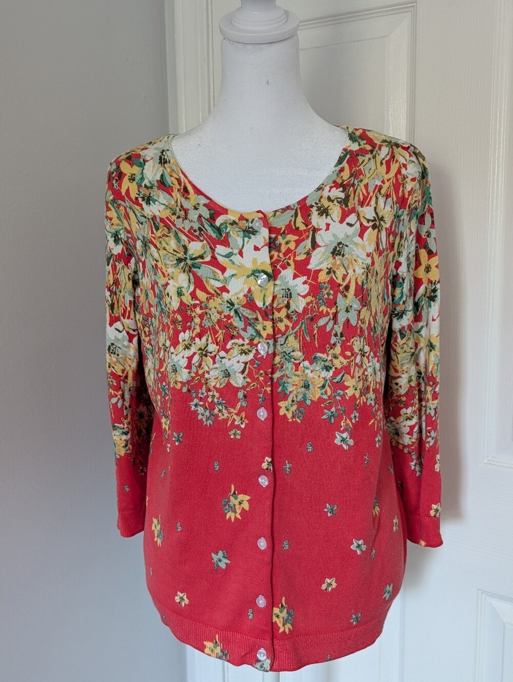 Roz & Ali Multicolor Floral Women's Cardigan